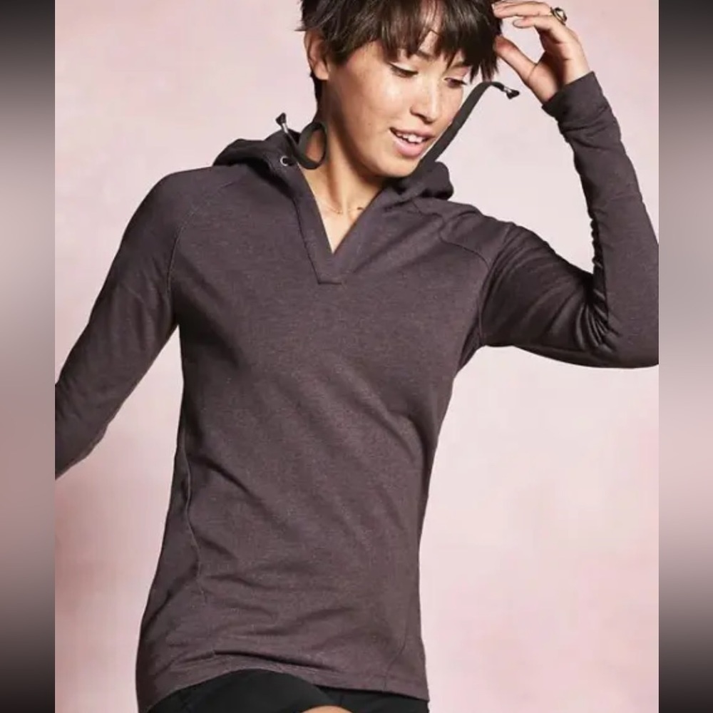 Athleta Idyllwild Long Sleeve V-Neck Pullover Hoodie Size Large Women